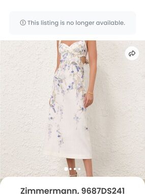 Zimmermann Cream Midi Dress with Blue and Green Floral Print